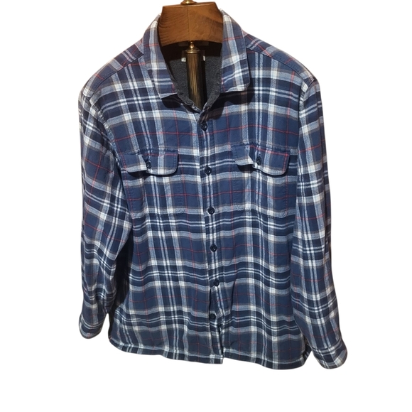LL Bean Fleece Lined Flannel Shirt Shacket Flap Pockets Traditional Fit Size XL - Picture 1 of 6